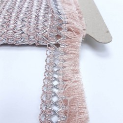 Pudra Örgü Püsküllü Saçak Şerit -SP-1205 Pudra Örgü Püsküllü Saçak Şerit -SP-1205