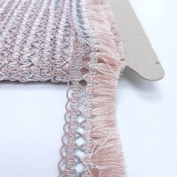 Pudra Örgü Püsküllü Saçak Şerit -SP-1205 Pudra Örgü Püsküllü Saçak Şerit -SP-1205