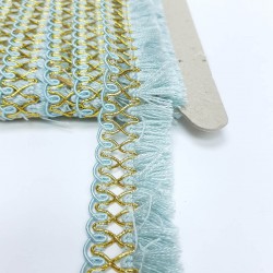 Açık Mavi Örgü Püsküllü Saçak Şerit -SP-1206 Açık Mavi Örgü Püsküllü Saçak Şerit -SP-1206