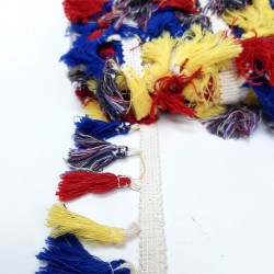 Sarı Lacivert Pamuk Saçak Püskül-SP-1215