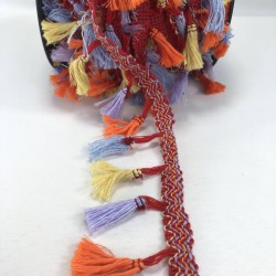 Lila Turuncu Sarı Renkli Saçak Şerit Püskül-SP-1227 Lila Turuncu Sarı Renkli Saçak Şerit Püskül-SP-1227