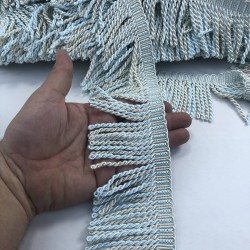 Krem Açık Turkuaz Bulyon Saçak Püskül-SP-1229