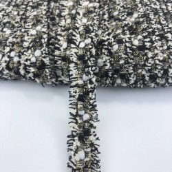 Siyah Beyaz Gold Simli Dekoratif Şerit-SP-1242 Siyah Beyaz Gold Simli Dekoratif Şerit-SP-1242