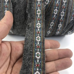 Füme Çiçek Desenli Dekoratif Şerit-SP-1243 Füme Çiçek Desenli Dekoratif Şerit-SP-1243