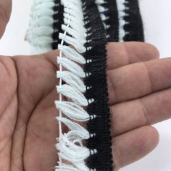 Siyah Açık Turkuaz Şerit Saçak Püskül-SP-1245 Siyah Açık Turkuaz Şerit Saçak Püskül-SP-1245