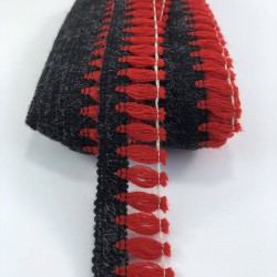 Kırmızı Siyah Şerit Saçak Püskül-SP-1248 Kırmızı Siyah Şerit Saçak Püskül-SP-1248