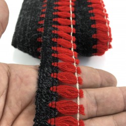 Kırmızı Siyah Şerit Saçak Püskül-SP-1248 Kırmızı Siyah Şerit Saçak Püskül-SP-1248