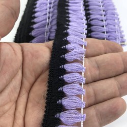 Lila Siyah Şerit Saçak Püskül-SP-1249 Lila Siyah Şerit Saçak Püskül-SP-1249