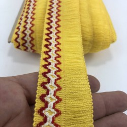 Sarı Kırmızı Detaylı Saçak Şerit Püskül-SP-1253