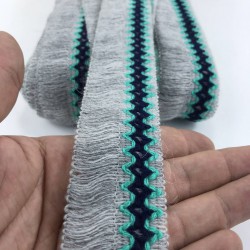 Gri Su Yeşili Detaylı Saçak Şerit Püskül-SP-1254 Gri Su Yeşili Detaylı Saçak Şerit Püskül-SP-1254