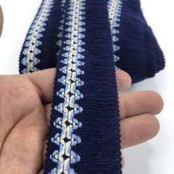 Lacivert Beyaz Detaylı Saçak Şerit Püskül-SP-1255 Lacivert Beyaz Detaylı Saçak Şerit Püskül-SP-1255