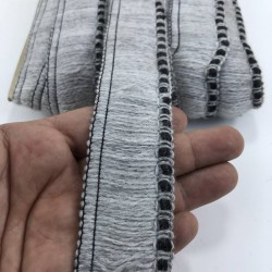 Gri Siyah Detaylı Saçak Şerit Püskül-SP-1256 Gri Siyah Detaylı Saçak Şerit Püskül-SP-1256
