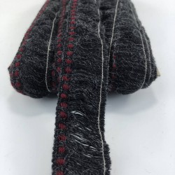 Siyah Bordo Detaylı Orlon Saçak Şerit Püskül-SP-1257 Siyah Bordo Detaylı Orlon Saçak Şerit Püskül-SP-1257