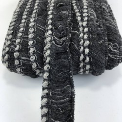 Siyah Gri Detaylı Orlon Saçak Şerit Püskül-SP-1258