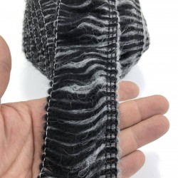 Gri Siyah Detaylı Orlon Saçak Şerit Püskül-SP-1259 Gri Siyah Detaylı Orlon Saçak Şerit Püskül-SP-1259