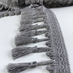 Gümüş Simli Topuzlu Saçak Püskül-SP-1264