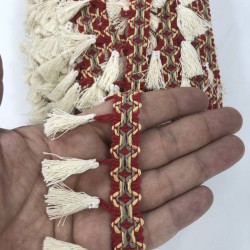 Kırmızı Krem Renkli Saçak Püskül-SP-1278 Kırmızı Krem Renkli Saçak Püskül-SP-1278