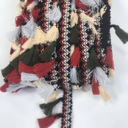 Krem Kırmızı Rengarenk Dekoratif Saçak Püskül-SP-1294 Krem Kırmızı Rengarenk Dekoratif Saçak Püskül-SP-1294