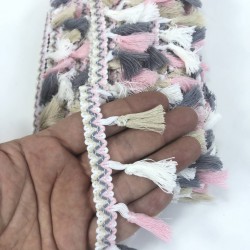 Pudra Krem Rengarenk Dekoratif Saçak Püskül-SP-1295 Pudra Krem Rengarenk Dekoratif Saçak Püskül-SP-1295