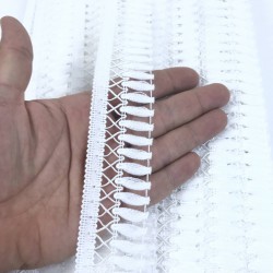 Beyaz Çaprazlı Dekoratif Saçak Şerit Püskül-SP-1301 Beyaz Çaprazlı Dekoratif Saçak Şerit Püskül-SP-1301