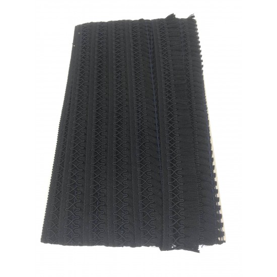 Siyah Çaprazlı Dekoratif Saçak Şerit Püskül-SP-1308