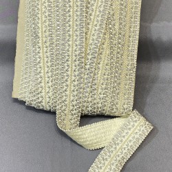 Gümüş Simli Krem Geniş Su Taşı Dekoratif Şerit-SST-1047