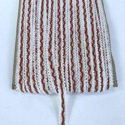 Beyaz Kırmızı Gold Simli Su Taşı Harç Dekoratif Şerit-SST-1057