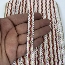 Beyaz Kırmızı Gold Simli Su Taşı Harç Dekoratif Şerit-SST-1057