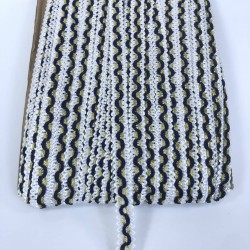 Beyaz Lacivert Gold Simli Su Taşı Harç Dekoratif Şerit-SST-1058