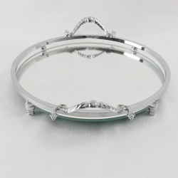 Gümüş Yuvarlak Büyük Söz Nişan Tepsisi-ST-1