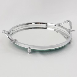 Gümüş Yuvarlak Büyük Söz Nişan Tepsisi-ST-1