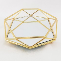 Altıgen Düz Pleksi Figürlü Gold Söz Nişan Tepsisi-ST-10