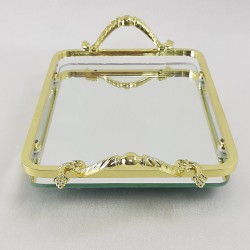 Altın Kulplu Dikdörtgen Söz Nişan Tepsisi-ST-7