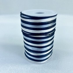 Floş Saten İp Kurdele İpi Kolye Bileklik İpi Lacivert Gri Rengarek 10 Metre-STIP-1021