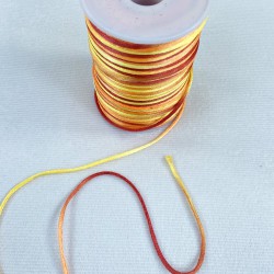 Floş Saten İp Kurdele İpi Kolye Bileklik İpi Turuncu Kırmızı Tonları Rengarek 10 Metre-STIP-1024