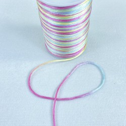 Floş Saten İp Kurdele İpi Kolye Bileklik İpi Sarı Pembe Tonları Rengarek 10 Metre-STIP-1026