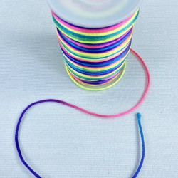 Floş Saten İp Kurdele İpi Kolye Bileklik İpi Gökkuşağı Tonları Rengarek 10 Metre-STIP-1029