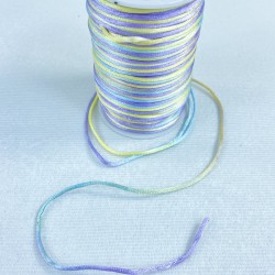 Floş Saten İp Kurdele İpi Kolye Bileklik İpi Mavi Sarı Tonları Rengarek 10 Metre-STIP-1032