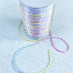 Floş Saten İp Kurdele İpi Kolye Bileklik İpi Su Yeşili Sarı Tonları Rengarek 10 Metre-STIP-1035