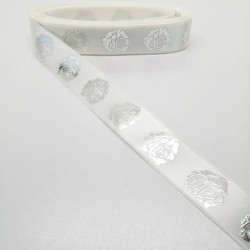 Beyaz Gül Desenli Saten Kurdele 2,5 cm 1 Metre-STK-100