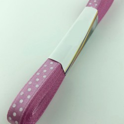 Eflatun Puantiyeli Saten Kurdele 1 cm-STK-1138