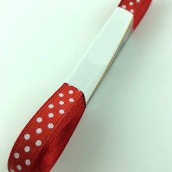Kırmızı Puantiyeli Saten Kurdele 1 cm-STK-1139 Kırmızı Puantiyeli Saten Kurdele 1 cm-STK-1139
