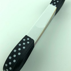 Siyah Puantiyeli Saten Kurdele 1 cm-STK-1140