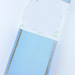 Bebe Mavi Simli Gold Saten Kurdele-STK-1169