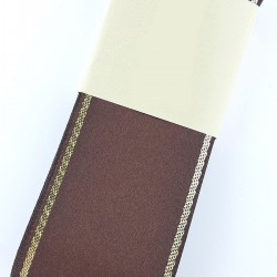 Kahve Gold Simli Saten Kurdele-STK-1175 Kahve Gold Simli Saten Kurdele-STK-1175