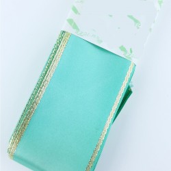 Su Yeşili Gold Simli Saten Kurdele-STK-1303