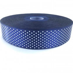 Lacivert Beyaz Puantiyeli Saten Kurdele-STK-1309 Lacivert Beyaz Puantiyeli Saten Kurdele-STK-1309