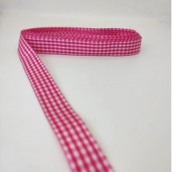 Pembe Kareli Desenli Tafta Kurdele-TAF-1016