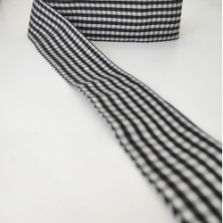 Siyah Beyaz Kareli Desenli Tafta Kurdele-TAF-1017