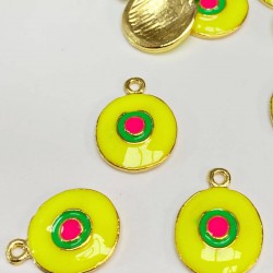 Neon Sarı Mineli Göz Model Kolye Ucu-TAP-1100 Neon Sarı Mineli Göz Model Kolye Ucu-TAP-1100